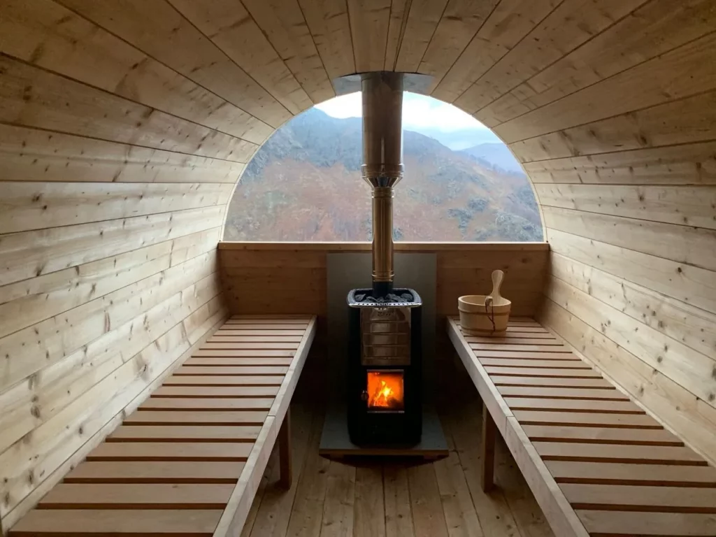 Barrel Sauna inside Mountains