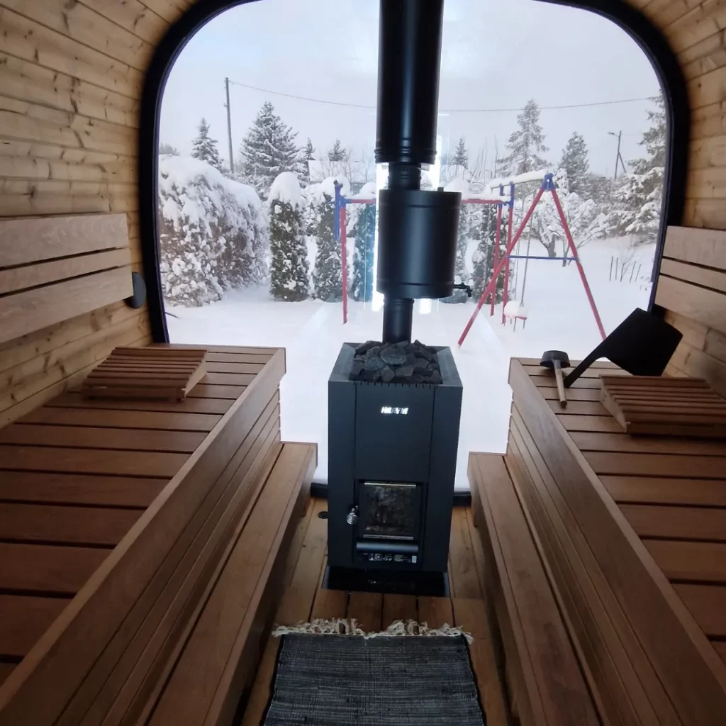 Cube Sauna inside snow