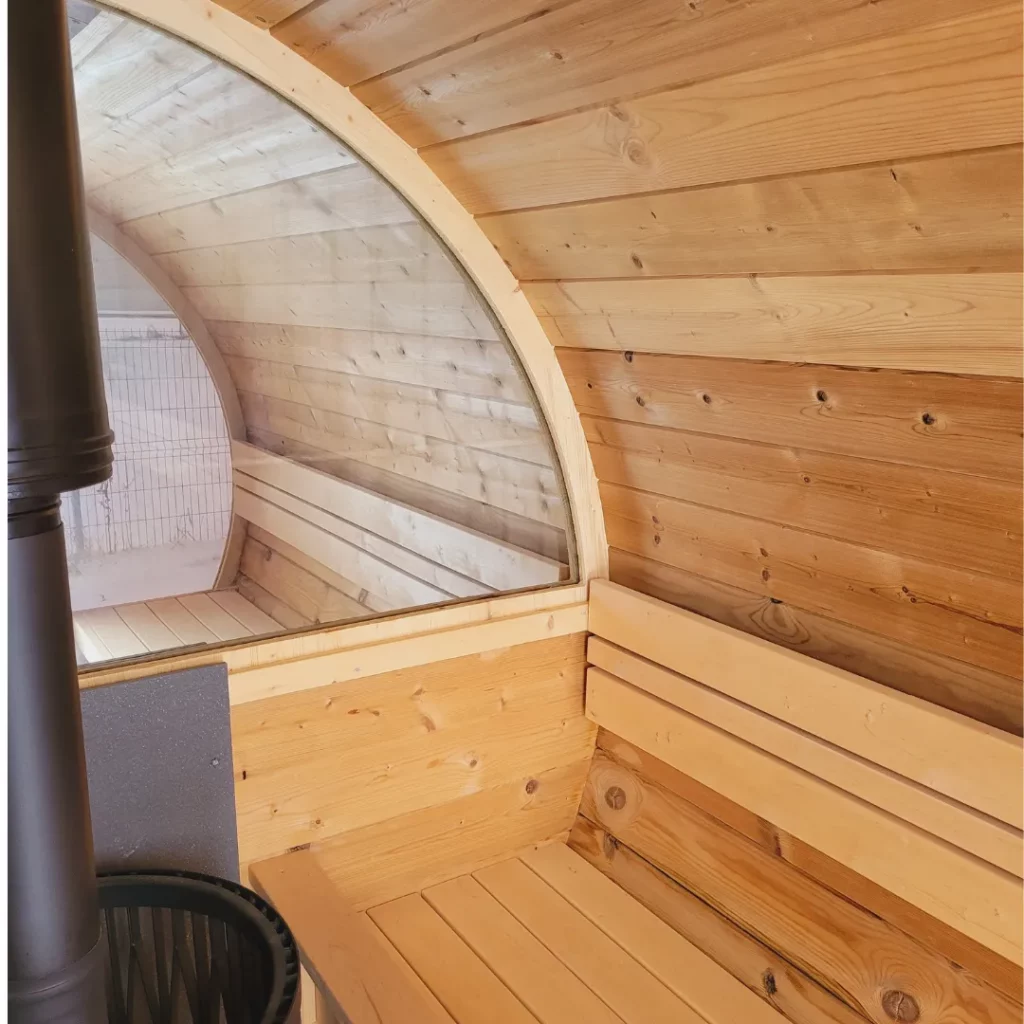 Inside Barrel Sauna