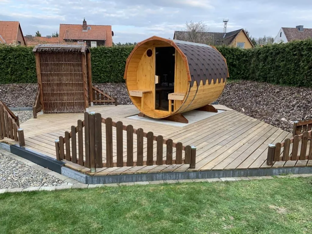 Standard Barrel Sauna Back Yard